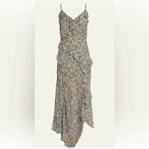 NEW $698 Veronica Beard AVENEL DRESS COLOR FOREST ARMY MULTI, 100% Silk - Picture 7 of 12